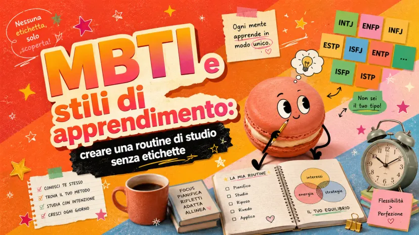Grafica su MBTI e stili di apprendimento per organizzare un metodo di studio flessibile.