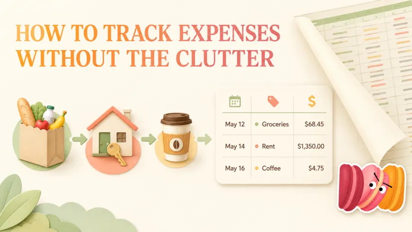 Visual chart mapping grocery, rent, and coffee costs to show how to track expenses without the clutter.