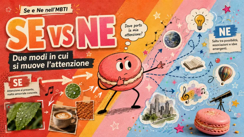 Confronto del tipo MBTI tra Sensazione Estroversa (Se) e Intuizione Estroversa (Ne) sull'attenzione.