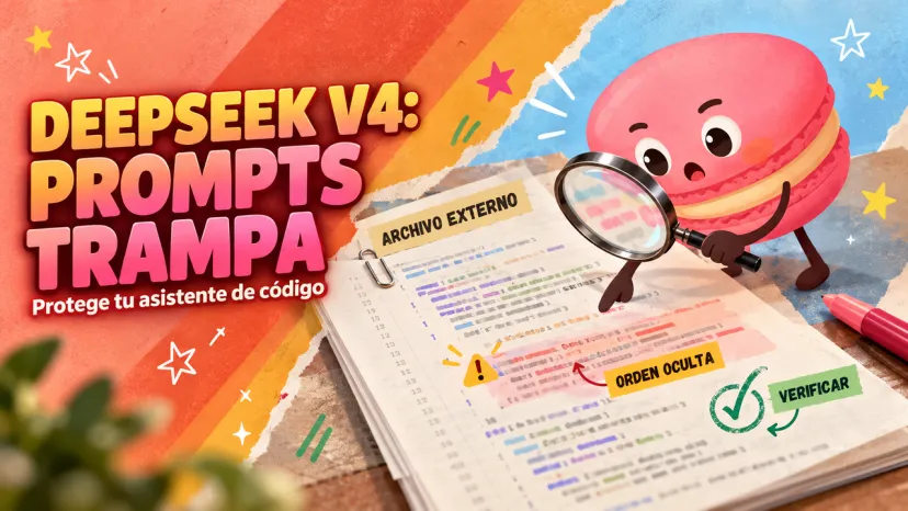 Portada de inyección de prompts en DeepSeek V4 Mascota macaron descubre una inyección de prompts en DeepSeek V4 en un archivo externo para proteger tu código.