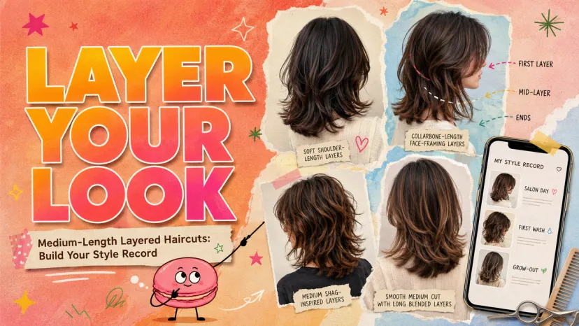 Volume and Movement in a Medium Length Layered Haircut Explore a versatile medium length layered haircut with face-framing and shag styles using a style record app.