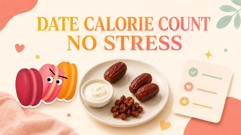 Stress-Free Guide to Date Calorie Count and Portion Control A plate with whole and chopped dates alongside yogurt, highlighting a stress-free date calorie count guide.