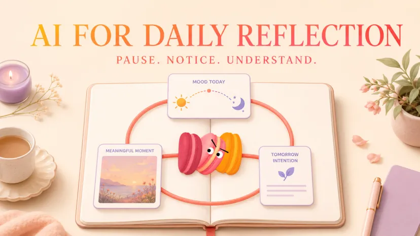 Discover how ai for daily reflection helps track your mood and meaningful moments in a digital journal layout.
