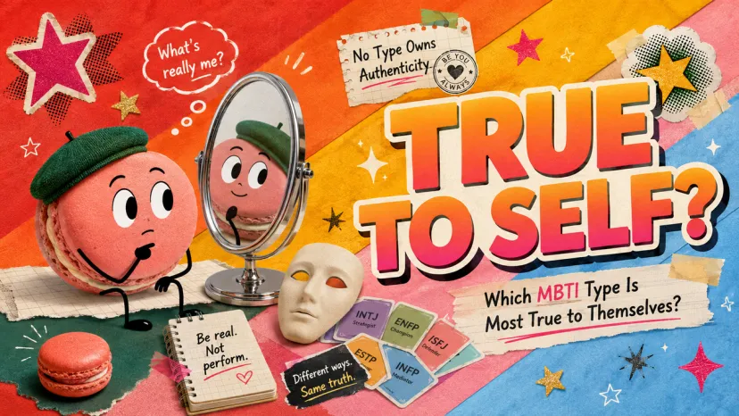 True to Self MBTI Authenticity Banner Colorful banner examining which MBTI personality type is most true to themselves.