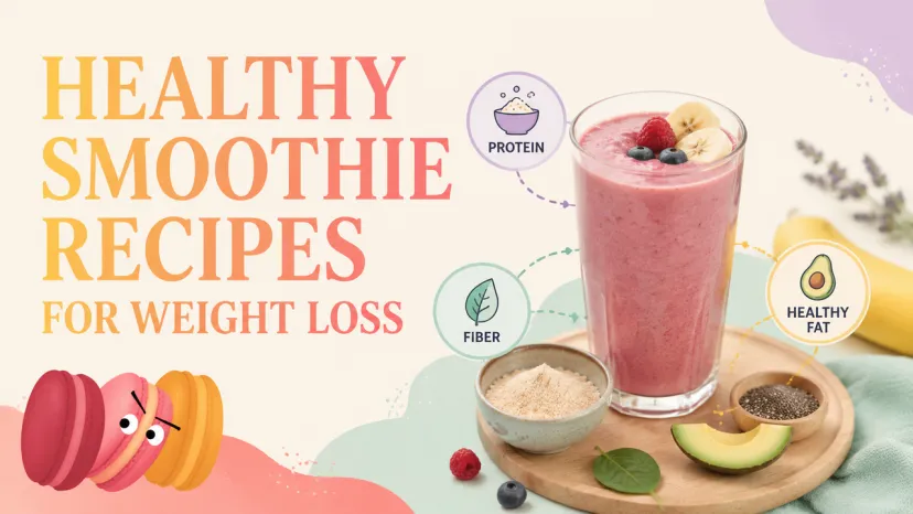 A protein-packed berry banana smoothie infographic demonstrating healthy smoothie recipes for weight loss.