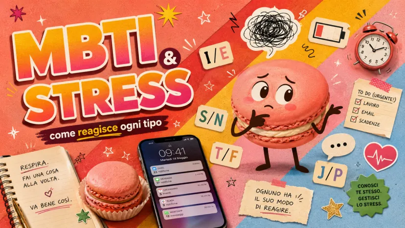 MBTI e Stress: Come Reagisce Ogni Tipo Grafica sul test MBTI e le reazioni allo stress per ogni tipo di personalità.