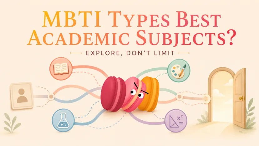Conceptual banner on choosing MBTI types best academic subjects without limiting student options.