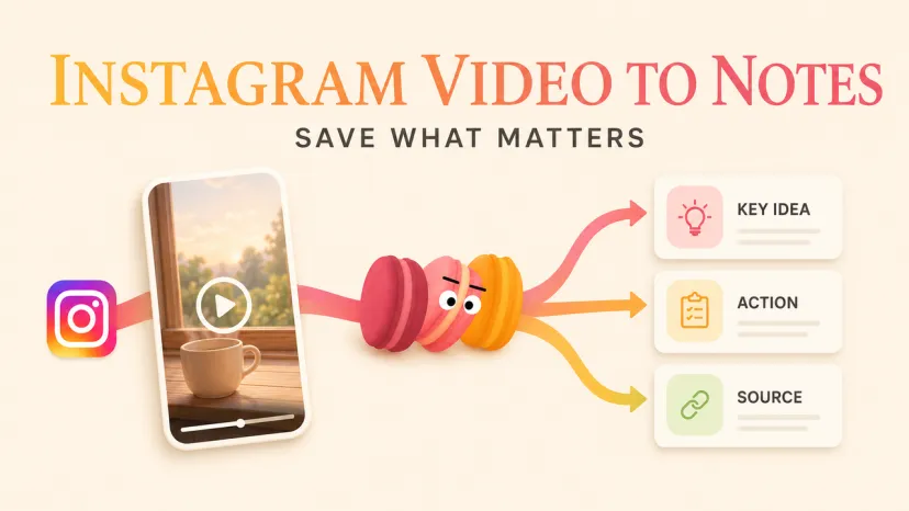 Infographic Guide on Converting Instagram Video to Notes Infographic illustrating how to convert an Instagram video to notes with key ideas and actions.