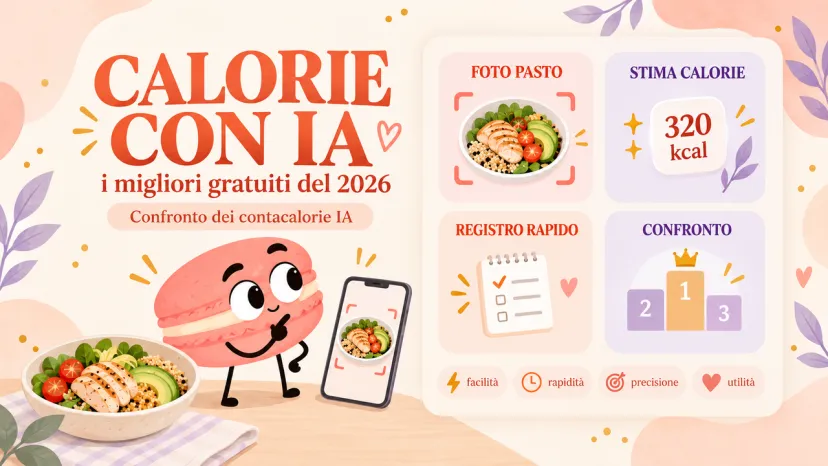  Un'utile infografica che illustra le funzioni dei migliori contacalorie IA gratuiti del 2026.