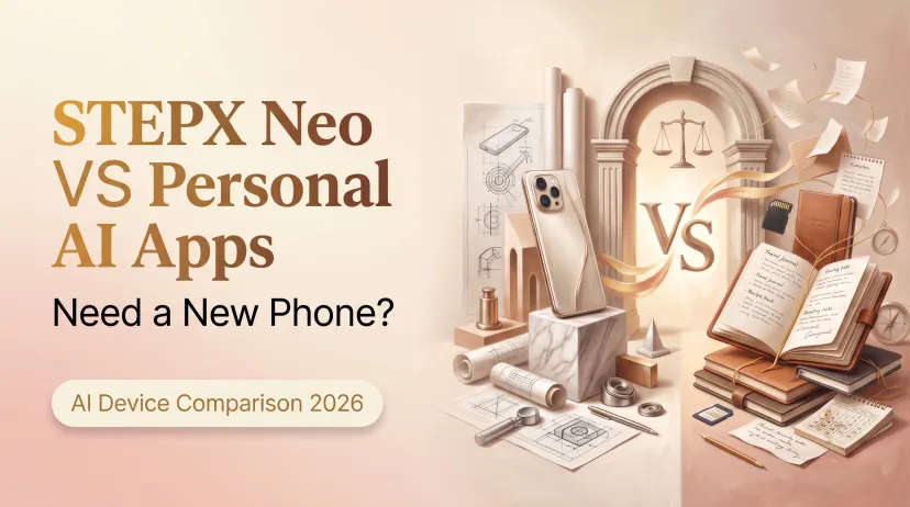 An infographic comparing STEPX Neo vs AI assistant capabilities, helping users decide if they need a new device in 2026.