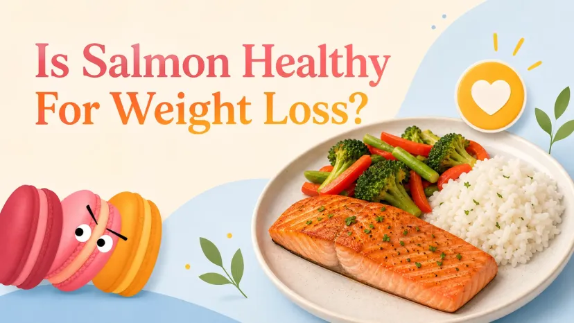 A grilled fish fillet served with broccoli and rice, illustrating if is salmon healthy for weight loss.