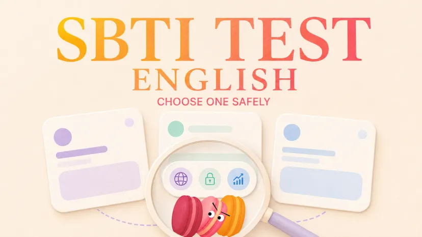 SBTI Test English: How to Choose a Version Safely SBTI test English guide showing three version cards checked for source clarity, privacy, and understandable results.