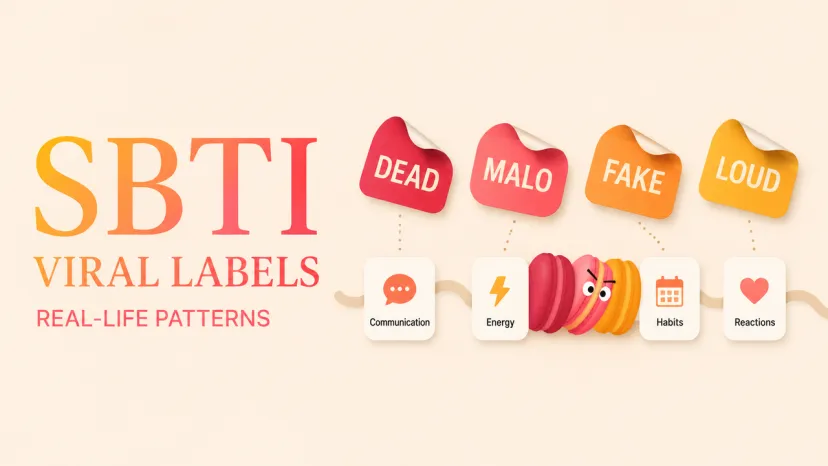 SBTI viral personality labels like DEAD, MALO, FAKE, and LOUD compared with real-life behavior patterns.