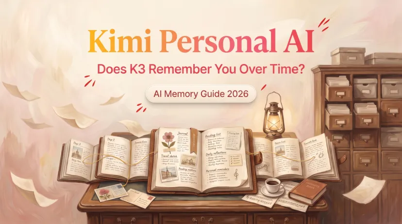 An illustrated guide exploring how Kimi personal AI and memory features help K3 remember users over time in 2026.