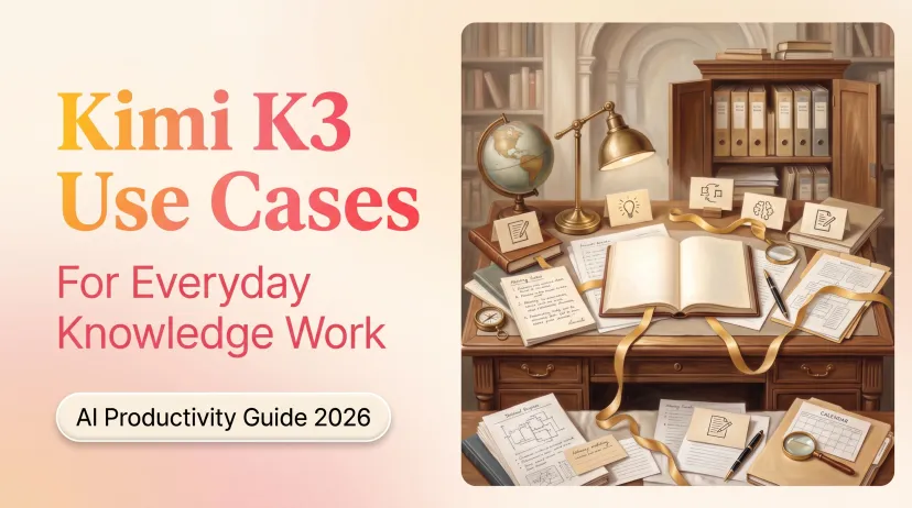Kimi K3 Use Cases for Everyday Knowledge Work Explore various Kimi K3 use cases designed for everyday knowledge work, productivity, and document management in 2026.