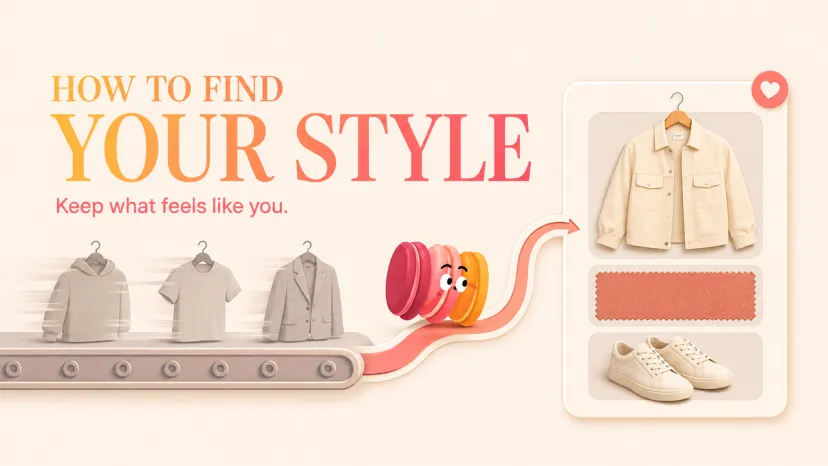 Title graphic explaining how to find your style by keeping pieces that feel authentic.