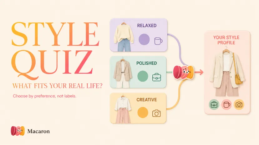 Title banner for an interactive style quiz matching relaxed, polished, and creative looks.