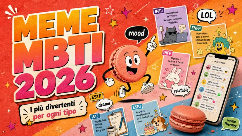 Grafica sui meme MBTI del 2026 con battute e vignette divertenti per ogni tipo MBTI.