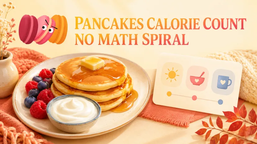 Visual Calculation Guide for Pancakes Calorie Count A stack of fluffy pancakes with fresh berries and cream, providing a math-free pancakes calorie count guide.