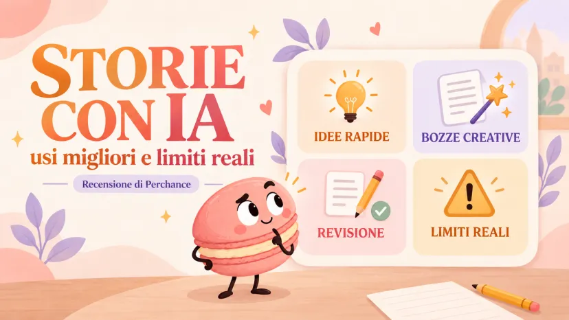 Copertina della recensione di Perchance AI Story Generator: pro, contro e limiti reali dell'intelligenza artificiale.