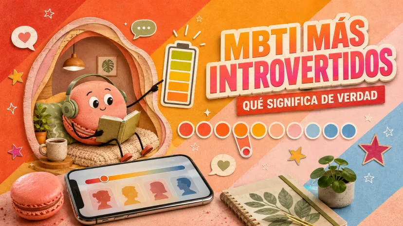 Ilustración de un macaron leyendo que explica el verdadero significado de los tipos MBTI más introvertidos.