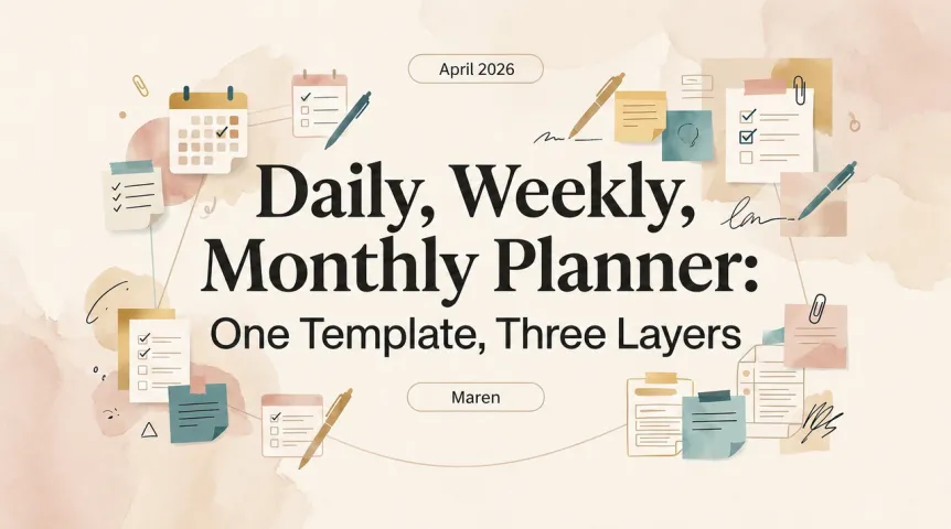 Daily, Weekly, Monthly Planner: One Template, Three Layers